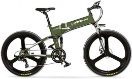 CNRRT Electric Bike CNRRT XT750-E 26 inch folding bike, the front and rear disc brakes, 48V 400W electric motor, long life, with a liquid crystal display, the pedal-assisted bicycles (Color : Green, Size : 10.4Ah)
