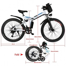 Cooshional  Cooshional Electric Mountain Bike for Men, 26 Inch Wheel Folding Bike with Large Capacity Lithium-Ion Battery, Premium Full Suspension and Shimano Gear 250W 36V (UK STOCK)
