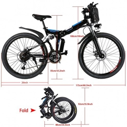 Cooshional  Cooshional Folding Electric Mountain Bike, Mens Bicycle with Large Capacity Lithium-Ion Battery, Premium Full Suspension and Shimano Gear 250W 36V 26 Inch Wheel (UK STOCK)