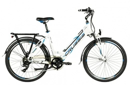 Crussis Electric Bike Crussis e-City 1.13 Step Through Electric Bike, 19" Frame, 26" Wheel, 13Ah Battery - White / Blue