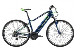 Crussis Electric Bike Crussis e-Cross 1.6 Mens Hybrid Electric Bike 2021, 18" Frame, 13Ah Battery, 28" Wheel, 21 Speed - Dark Blue / Green