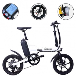 CSLOKTY Bike CSLOKTY 16 Inches Electric Bicycle Bike- Aluminum Folding Two-wheeled Electric Scooter With 250W Watt Motor 16inch Tire - For Outdoor Cycling Travel Work Out And Commuting White