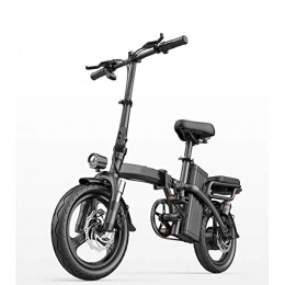 CXY-JOEL Bike CXY-JOEL City Folding Electric Bicycle, Dual Disc Brakes 14 inch Adults Urban Commuter Ebike 400W Motor Seven Shock Absorbers with Back Seat, Black, 35Km, Black