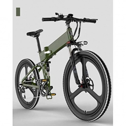 CXY-JOEL Electric Bike CXY-JOEL Folding Mountain Electric Bike, 400W Motor 26 Inches Adults City Travel Ebike 7 Speed Dual Disc Brakes with Rear Seat 48V Removable Battery, Blue, Green