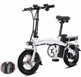 CXY-JOEL Bike CXY-JOEL Lightweight and Aluminum Folding E-Bike with Pedals Power Assist and 48V Lithium Ion Battery Electric Bike with 14 inch Wheels and 400W Hub Motor, 70To150Km White