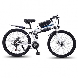 CYC Bike CYC Steel Frame Folding Electric Bicycle Adult Mountain Bike 36v 13a 22mph 350w Automatic Headlight Professional 21 Speed Gears Foldable Bicycle Suitable for Travel and Leisure Activities, White