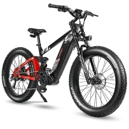 Cyrusher  Cyrusher 26" Electric Bike For Adults, Ranger Mountain bike, 250W 52V 20Ah Long Range, 6061 Aluminum frame, Dual Shock Absorber, 4" Fat Tire, (Black)