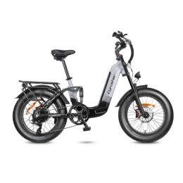Cyrusher  Cyrusher Electric Bike for Adults, 250W Kommoda Electric Bike | 20x4'' Fat Tire Mountain Ebike with Integrated Battery Snow Beach E-Bikes Electric Bike (Gray)