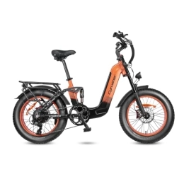 Cyrusher Bike Cyrusher Electric Bike for Adults, 250W Kommoda Electric Bike | 20x4'' Fat Tire Mountain Ebike with Integrated Battery Snow Beach E-Bikes Electric Bike (Orange)