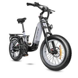 Cyrusher  Cyrusher Electric Bike, Kommoda Step-Through 20" x 4.0" Fat Tire Electric Bikes for Adults, 14Ah 250W 48V E Bike, Ebike with 7 Gears SHIMANO System 3.7'' LCD Display(Gray)