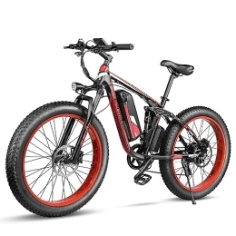 Cyrusher Electric Bike Cyrusher Electric Bike, XF800 26 Inch Fat Tire EBike, 13Ah 250W 48V City E Bike for Adults, Shimano 7-Speed Snow Beach Mountain E-Bike (Red)