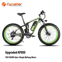 Cyrusher  Cyrusher Upgraded XF800 26inch Fat Tire Electric Bike 750 / 1500W Upto 35mph BaFang Motor 48V Mens Women Mountain e-Bike Pedal Assist, Lithium Battery Full Suspension Hydraulic Disc Brakes(Green)