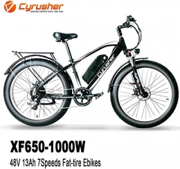 Cyrusher  Cyrusher XF650 Electric Bike 1000W Mountain Bike 26 * 4inch Fat Tire Bikes 7 Speeds Ebikes for Adults with 13Ah Battery (Green)