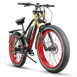 Cyrusher Electric Bike Cyrusher XF650 Motorcycle Style Electric Bike 750W Bafang Motor 7 Speeds Fat Tire Electric Mountain Snow Beach Bike for Adults Hydraulic Disc Brakes with 17Ah Lithium Battery (Red)