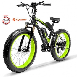 Cyrusher Electric Bike Cyrusher XF660 1000W Motor 48v 13ah Battery Electric Mountain Bike 26 inch Fat Tire Snow Bike Pedals with Disc Brakes and Suspension Fork Removable Lithium Battery (Green)