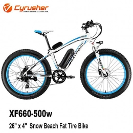 Cyrusher  Cyrusher XF660 500W 26 inch Snow Beach Fat Tire Electric Mountain Bicycle Mens Mountain E-Bike with Hydraulic Disc Brakes Aluminum Frame MTB Hardtail E bike(Blue)