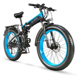 Cyrusher Bike Cyrusher XF690 1000W Electric Bike 27 Speeds Fat Tyre Mountain Bike 48V 12.8Ah Folding Bike with Hydraulic Oil Disc Brake Ebikes(blue)