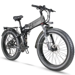 Cyrusher Electric Bike Cyrusher XF690 Maxs Electric Bike Folding Bike 26 * 4 Fat-tire Mountain Bike with 15AH Battery (Gray
