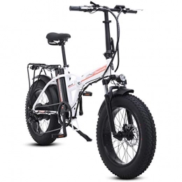 CYSHAKE Electric Bike CYSHAKE Home Foldable electric bicycle for adults, mountain bikes for commuters with electric high-speed motor 500 W, 48 V battery 15 Ah, gearbox 7-speed 4.0 fat wheels With mudguard (Color : White)