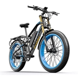 Vikzche Q Bike CYSUM M900 Pro All-Terrain Electric Fat Bike, 26 Inch E-Bike, 7-Speed ​​Electric Mountain Electric Bike, LCD Display, 48V *17Ah Lithium Battery, Range Up to 50-70 Kilometers (Black-Blue)