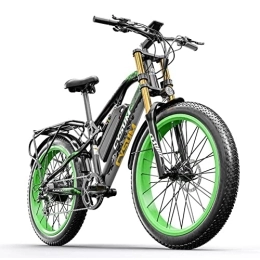 Vikzche Q Electric Bike CYSUM M900 Pro All-Terrain Electric Fat Bike, 26 Inch E-Bike, 7-Speed ​​Electric Mountain Electric Bike, LCD Display, 48V *17Ah Lithium Battery, Range Up to 50-70 Kilometers (Black-Green)