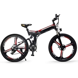 D&XQX Electric Bike D&XQX Folding E-Bike, 26 Inch Electric Mountain Bike, with Super Magnesium Alloy 3 Spokes Integrated Wheel, Premium Full Suspension And Shimano 24 Speed Gear
