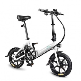 Daxiong 14" Folding Bicycle Power Assist Adjustable Electric Bike, Moped E-Bike 250W Motor 36V 7.8AH,White