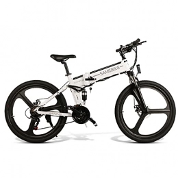 DDFGG Electric Bike DDFGG 26 Inch Electric Bike Mountain Bike, Adult Foldable Electric Mountain Bike 350W 48V 10AH, Electric Bike Men And Women With Central LCD Instrument(Color:white)