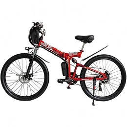 DDFGG Electric Bike DDFGG Ebikes For Adults, Folding Electric Bike MTB Dirtbike, 26" 48V 10Ah 350W IP54 Waterproof Design, Easy Storage Foldable Electric Bycicles For Men(Color:Red)