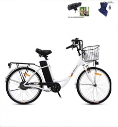 Ddl Bike DDL Electric bicycle, 24 inch comfortable bicycle, female and male moped pedal portable lithium battery 36V / 250W, urban t (Color : White, Size : 24inch)