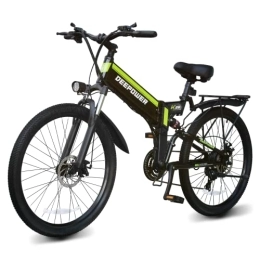 DEEPOWER Bike DEEPOWER K26 Electric Bike for Adults, 250W Motor 26" Folding Electric Bicycle, 25KM / H, 48V 12.8AH Removable Lithium Battery, Shimano 21-Speed, Lockable Fork Suspension, MTB with Rear Rack