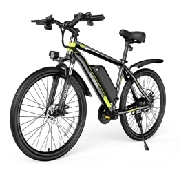 DEEPOWER Electric Bike DEEPOWER S26 Electric Bike for Adults, Powerful 250W Brushless Motor, 26" x1.95 Electric Bicycle, 48V 12.8Ah Removable Battery, Speed 25KM / H, 21-Speed Gears, Mountain Bike
