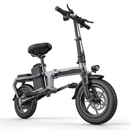 DINEGG Bike DINEGG Electric bicycle 14-inch mini electric bike, chainless electric folding bike, vacuum tires, electric bike. QQQNE (Color : Gray)