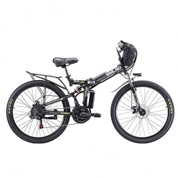 DJP Bike DJP Mountain Bike, Furniture Electric Bike Mountain Bikes for Adults, Folding Portable Lithium-Ion Batter Ebikes, 26 inch Wheel 21 Speed E-Bike Black 500W 48V 10Ah, Black, 500W 48V 10Ah