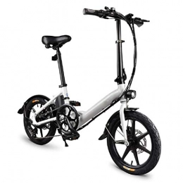 Dljyy Bike Dljyy 14 Inch Folding Electric Bicycle, Foldable Electric Bike, Electric Folding Bike Foldable Bicycle Safe Adjustable Portable for Cycling, 250W, 25Km / H Max Speed, 120Kg Payload (Color : White)