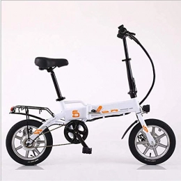 Dljyy Bike Dljyy Electric Bicycle Powered Aluminum Alloy Lithium Battery Bike LED Headlights LED Display Shock Absorption 14Inch 2 Wheel Folding Lightweight Driving for Adult Gift Car, White