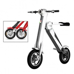 DONG Electric Bike DONG Portable Folding Electric Bike, Top Speed of 25 MPH andTraveling up to 40-60 Miles Range LED Lights, 36V 250W Silent Motor, Short Charge Lithium Lon Battery - Black, Red, 40km, White, 40km