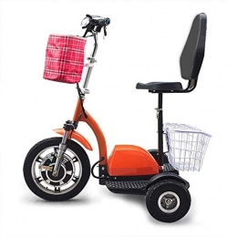 Dpliu-HW Bike Dpliu-HW Electric Bike Electric Three-Wheeled Scooter Old Age Small Mini Folding Disabled Recreational Vehicle with Backrest Large Rear Basket 48V Lithium Battery (Color : Red, Size : 48V)