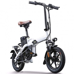 Dpliu-HW Electric Bike Dpliu-HW Electric Bike Folding Electric Bicycle Lithium Battery Car Travel Generation Folding Bike Portable Adult Electric Bicycle 48V14AH Power Lasting about 100 Kilometers (Color : White)