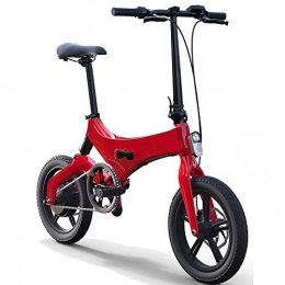 Dpliu-HW Electric Bike Dpliu-HW Electric Bike Folding Electric Car Lithium Battery Mini Power Bicycle Electric Bicycle Magnesium Alloy Adult Travel Battery Car Power Battery Life 60KM 16Inch (Color : Red)