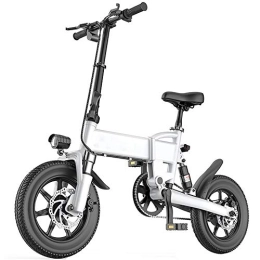 DREAMyun Bike DREAMyun Electric Bike Folding E-bike for adults, 14 inch Wheel, Pedal Assist Commuter Cycling Bicycle, Max Speed 25km / h, Motor 250W / 36V, 7.8Ah Rechargeable Lithium Battery, White, 14" / 5.2AH
