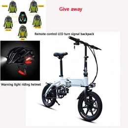 Dsqcai Bike Dsqcai Ebs Electric Bicycle Folding 14-inch Light Moped, Equipped with Removable Hidden Lithium-ion Battery, Endurance 35km, Send Helmet, Backpack, White