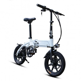 Dsqcai Electric Bike Dsqcai EBS Electric Bicycle Folding Lithium Battery Lightweight Moped, Equipped With Removable Hidden 18650 Power Lithium Ion Battery, 14 Inch, 35KM Pure Electric Life, White