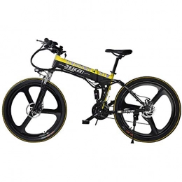 Dwm Bike Dwm Electric Bikes for Adults 400W 48V 10AH Lithium Battery Fast Folding Mountain Bicycle Intelligent Brushless Controller 27 Speed, Black+Yellow, 26''Aluminum Wheel