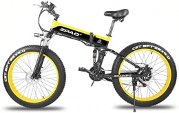 DYB Electric Bike DYB 48V 500W Folding Mountain Bike, 4.0 Fat Tire Electric bike, Handlebar Adjustable, LCD Display with USB Plug (Color : Yellow, Size : 12.8Ah1SpareBattery)