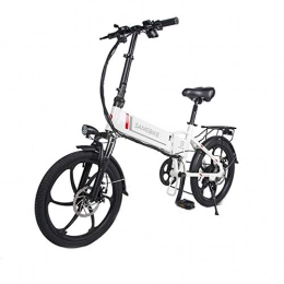 Dybory Bike Dybory Electric Folding Bike, Mountain Bike 48V 10.4Ah 350W, with Removable Lithium-Ion Battery, 20-Inch Folding Electric Mountain Bike 7-Level Shift Assisted for Adults, White