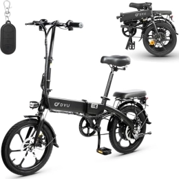 Dyu  DYU Electric Bike for Adults Teens, 16" Folding Electric Bicycle, Commuter City E-Bike with 250W Motor and 36V 7.5Ah Battery, Height Adjustable, Battery Indicator, Wireless Key Start, Compact Portable