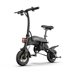 Dyu Bike DYU Electric Bike for Adults Teens, S2 10" Mini Folding Electric Bicycle, Commuter City E-Bike with 240W Motor and 36V 10AH Lithium-Ion Battery, Height Adjustable, Battery Indicator, Compact Portable