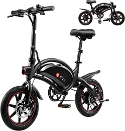 Dyu Electric Bike DYU Folding Electric Bike, 14 inch Portable E-bike, Smart Electric Bicycle with Pedal Assist, 3 Riding Modes City EBike with Battery Indicator, Height Adjustable, Compact Portable, Unisex Adult