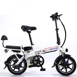 ZQYR Bike Bike E-Bike 25Km / h Folding Electric Bikes for Adults 350W 48V 32AH, Disc Brakes Electric Bicycles, Cruising Range: 120~130 km, High Speed Brushless Motor, White